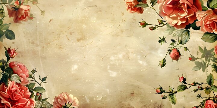 Blank card with floral border perfect for weddings or Mothers Day. Concept Blank Card, Floral Border, Weddings, Mother's Day, Greeting Card - Powered by Adobe