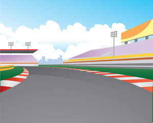 racing track in city at day cartoon background