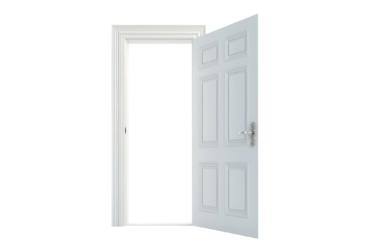 Open home door elements for open and close isolated on transparent png background, interior design concept.