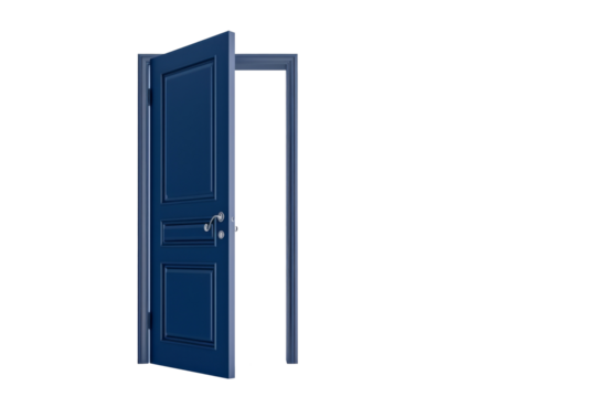 Open home door elements for open and close isolated on transparent png background, interior design concept.