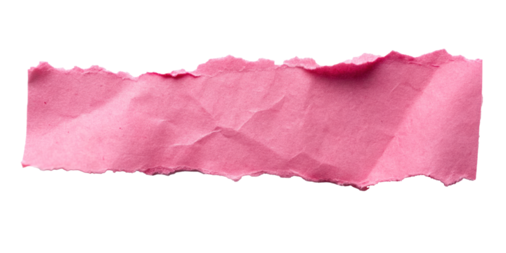 pink piece of torn paper isolated on transparent background design elements.
