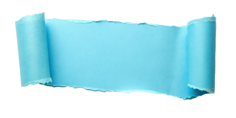 sky blue piece of torn paper isolated on transparent background design elements.