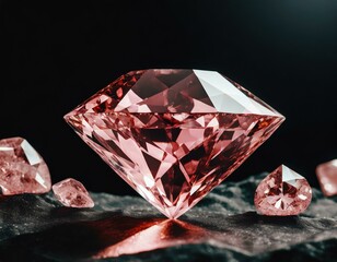 Pink diamond, close up raw material mineral gemstone, idea for gemology and spiritual theme