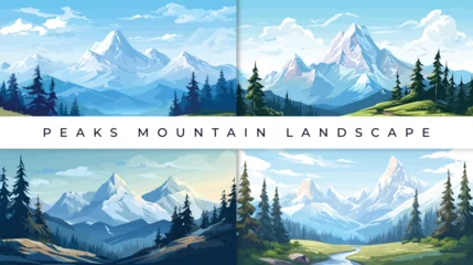 Türaufkleber Peak Mountain landscape vector illustration background © Garen Buhit
