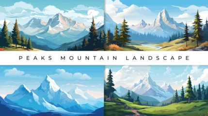 Poster Peak Mountain landscape vector illustration background © Garen Buhit