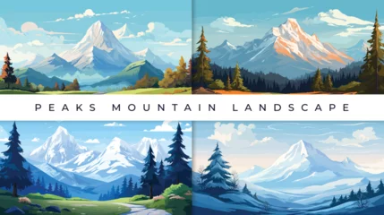 Schilderijen op glas Peak Mountain landscape vector illustration background © Garen Buhit