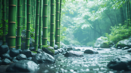 Serenity in Green, A Bamboo Grove Pathway, Inviting Tranquility and Reflection Amidst Nature