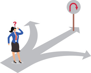 Obraz premium Turning, Reaching, Returning,No U Turn,Warning Sign, Businesswoman