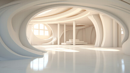 Abstract home interiors original 3D rendering.