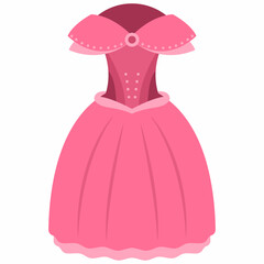 Carnival princess costume vector cartoon illustration isolated on a white background.