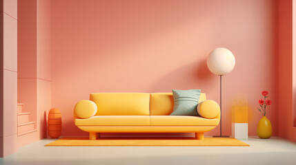 Fototapeta na wymiar Abstract home interiors original 3D rendering.