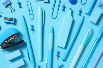 Stationery in monochrome style, blue color.