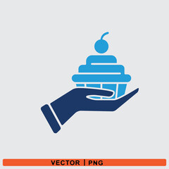 Food in hand icon design vector graphic of template, sign and symbol 
