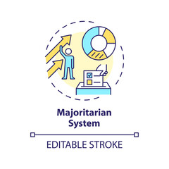 Majoritarian system multi color concept icon. Politician majority, voting electoral system. Election candidate selection. Round shape line illustration. Abstract idea. Graphic design. Easy to use