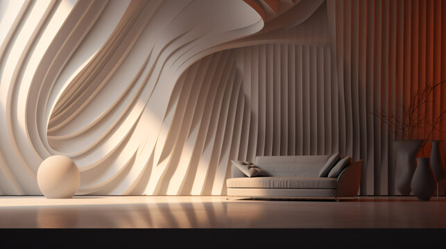 Abstract interiors copy space image, 3D rendering.