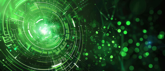 Fototapeta premium Green circle and line technology abstract technology innovation concept vector background and glowing light.