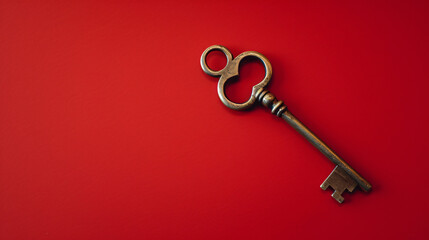 A solitary antique key, placed on a clear surface, becomes a symbol of mystery and possibilities