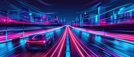 Fototapeta premium Vector illustration of futuristic hi tech tunnel digital speed way.Digital communication innovation and technology conceps.