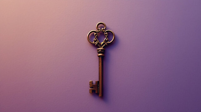 A solitary antique key, placed on a clear surface, becomes a symbol of mystery and possibilities