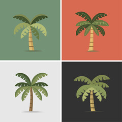 Set of palm trees flat vectors