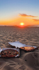 Pizza am Strand