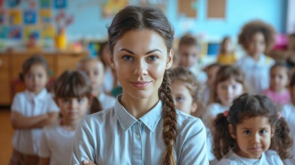 Obraz premium Teacher with Children in Classroom