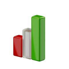 3D Red Green Business Growth Bar Chart and Graph Isolated