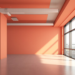 Coral color wall background with copy space