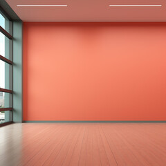 Coral color wall background with copy space