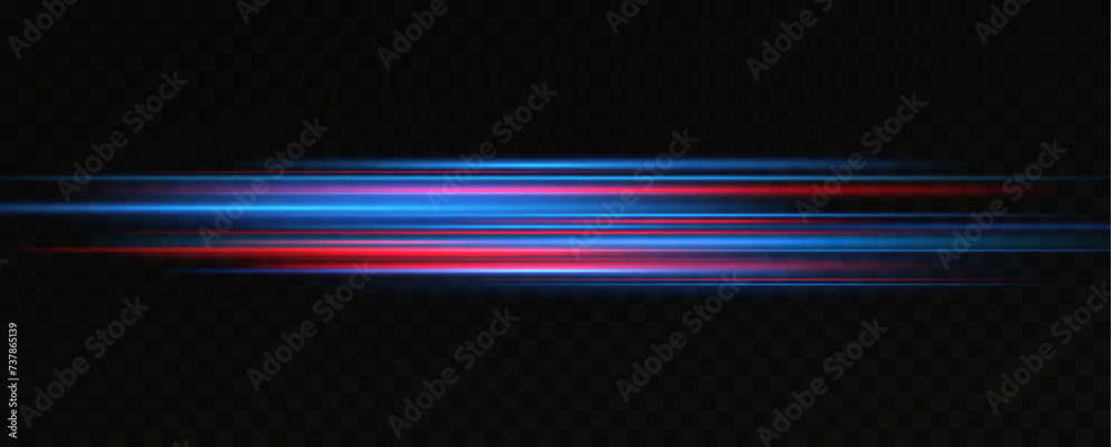 Leinwandbilder Horizontal neon lines.Blue speed lines.Motion light effect.Vector. red.Vector illustration of a blue color. Light effect. Abstract laser beams of light. Chaotic neon rays of light .
