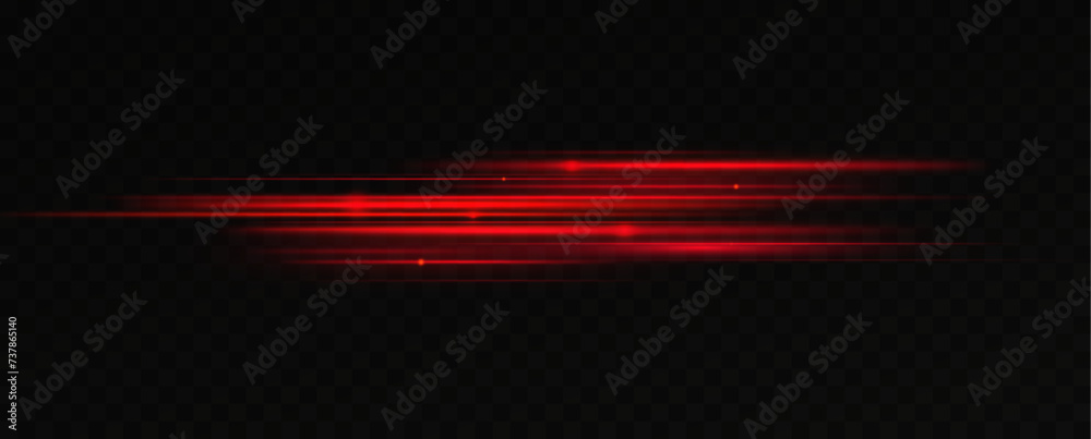 Aufkleber horizontal neon lines.blue speed lines.motion light effect.vector. red.vector illustration of a blue