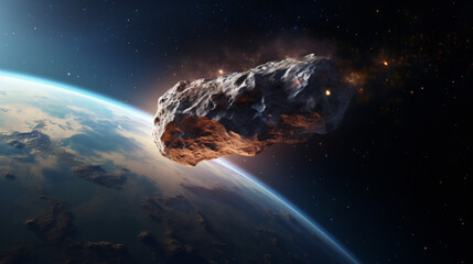 An asteroid is flying towards Earth.