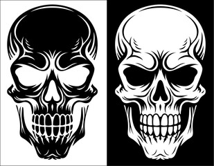 A human skull cartoon style stylised illustration