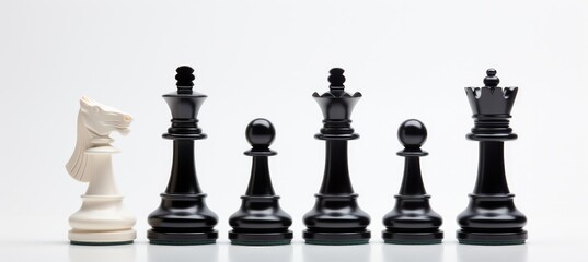 Strategic Encounter: Elegant Black Chess Pieces Ready for Battle Generative AI