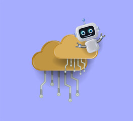 Artificial intelligence, AI. Chat bot assistant. Cloud computing technologies, an online concept
-data warehouses for business. 3d vector, icon.