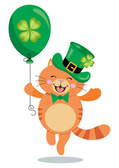 St Patrick's day teddy bear holding a green balloon with clover