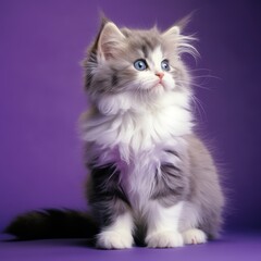 Charming Whiskered Wonder: A Fluffy Kitten's Portrait - Generative AI