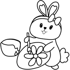 Line art Happy Easter Day