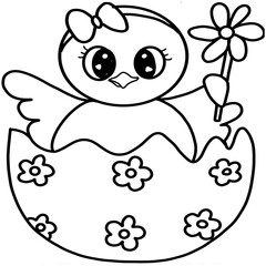 Line art Happy Easter Day