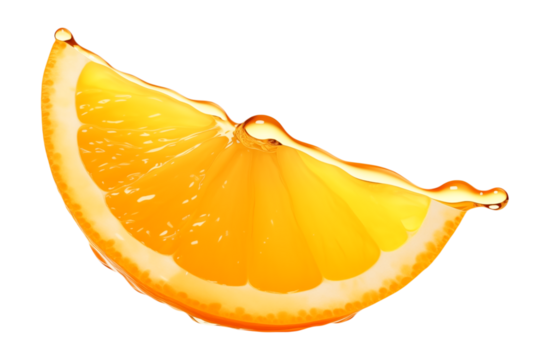 Oil on orange slice isolated on transparent background.