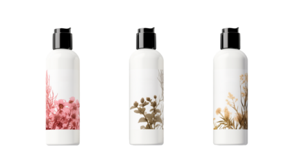 Shampoo bottle mockup. Herbal bottle cut out. Set of shampoo can cutout.