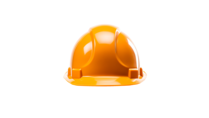 Yellow construction helmet cut out. Orange worker helmet on transparent background