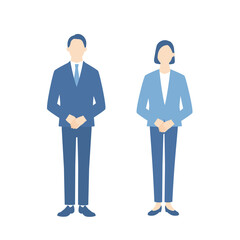 手を組んでお迎えするビジネスパーソン