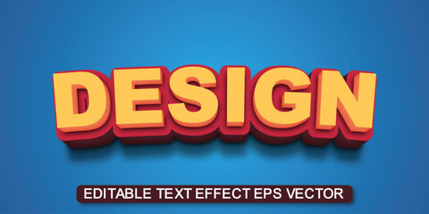 Design yellow color 3d text effect editable 3d style - obrazy, fototapety, plakaty