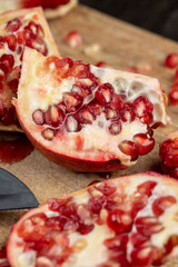 red ripe pomegranate with red grains