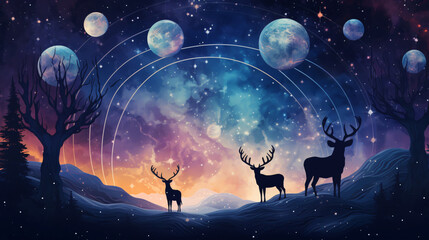 Obraz na płótnie Canvas Astrological background with planets