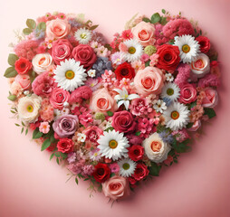 Heart-Shaped Floral Arrangement Gentle Pink Ambiance