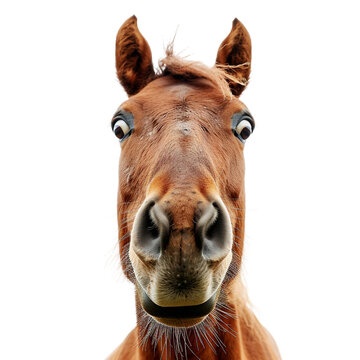 Funny horse face isolated on transparent background.