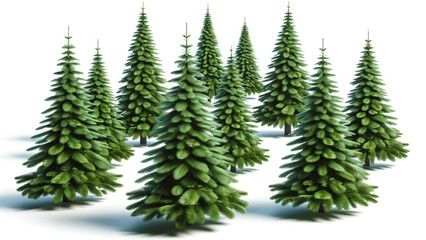 Obraz premium Holiday Season Green Christmas Trees Isolated Display