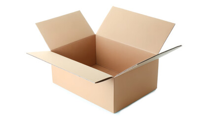 Open Cardboard Box Isolated on White Packaging Concept